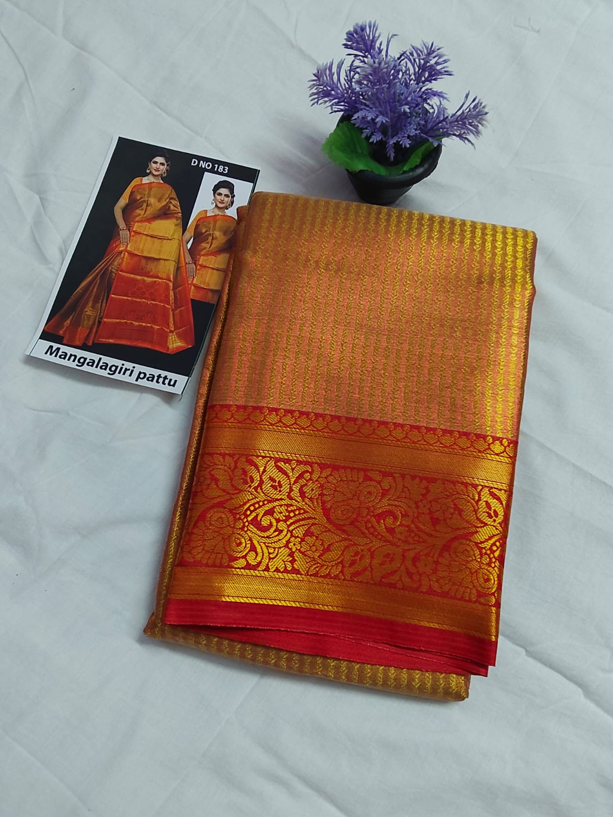 Gold tissue cotton saree